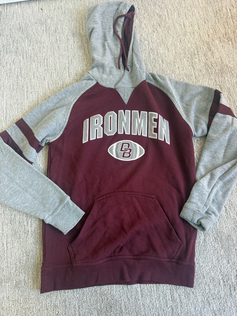 Don Bosco Ironmen Maroon & Gray Hooded Pullover Sweatshirt